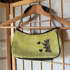 Juicy Couture Terry Cloth Green Small Shoulder Bag with Dog Motif